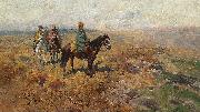 Franz Roubaud Horsemen in the hills oil on canvas